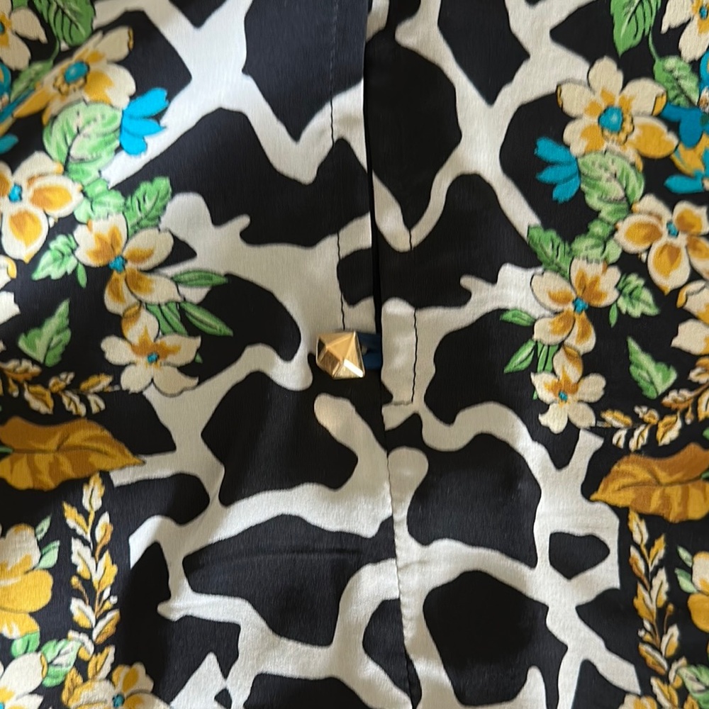 Versace Blue and Black Leopard Print Blouse